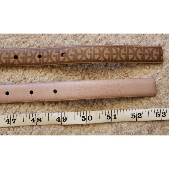Gianni Bernini Set of 2 Skinny Belts Pink Logo Goldtone Buckle 2X EUC - Picture 7 of 8